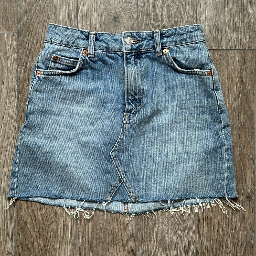 Topshop Light Blue Denim Mini Skirt